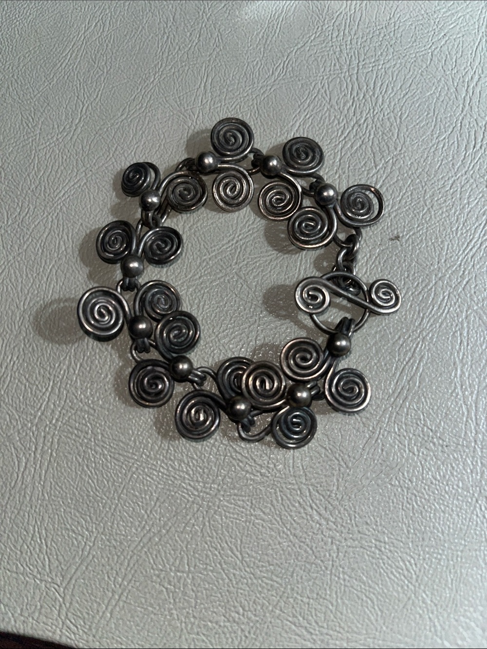 Silver-toned Steel Spiral Link Bracelet